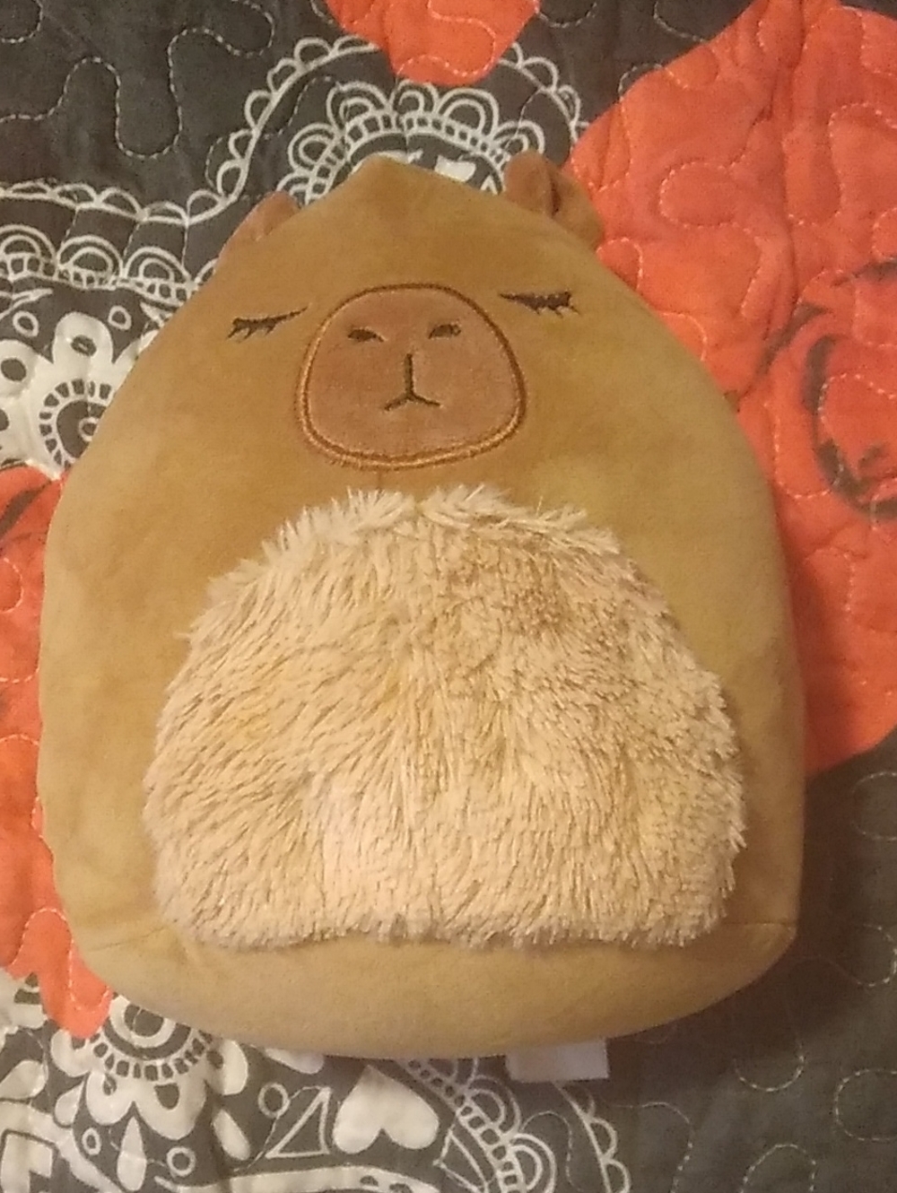 Squishmallow Plush Bear Shaped Throw Pillow in Camel Brown